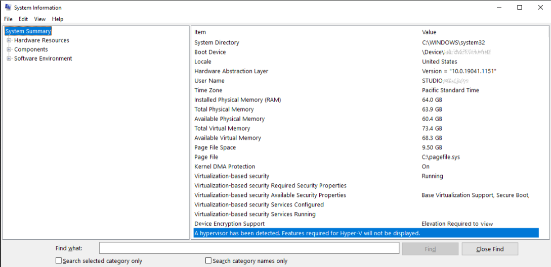 Включен ли Hyper-V?