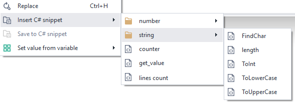 Insert C# snippet