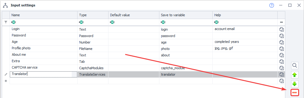 Delete setting