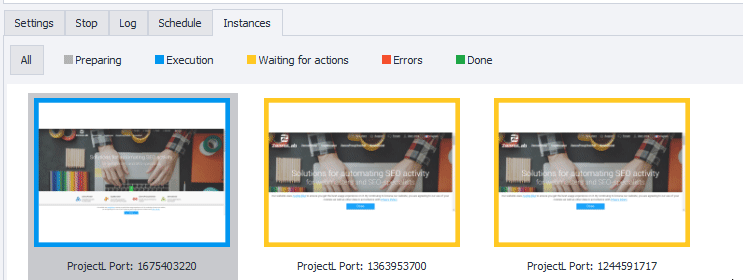 Filtering by status