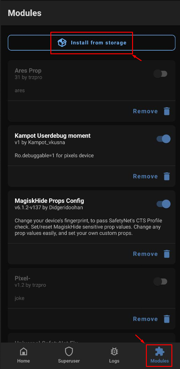 Select from storage