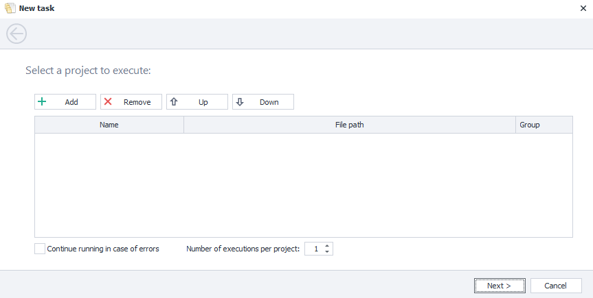 Add Projects Window