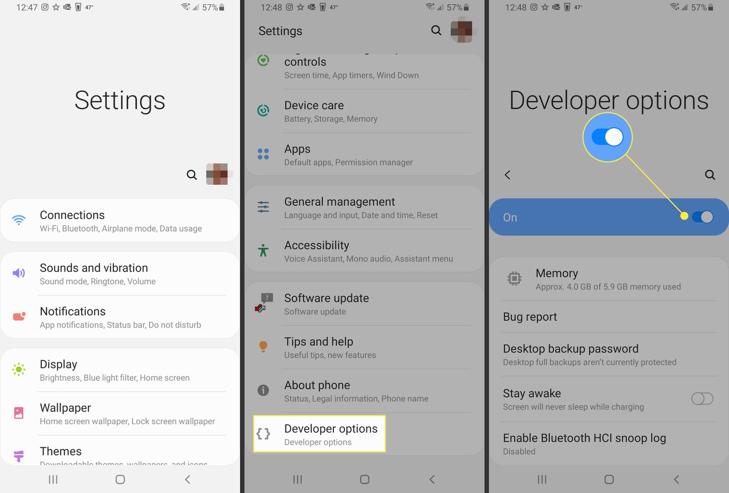 Developer options